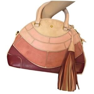 Tory Burch Seashell Patchwork Dome Satchel Crossbody Bag Tassel Purse Bag